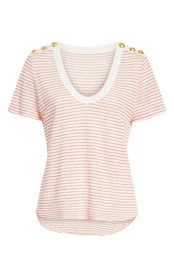 Women's Veronica Beard Samira Epaulet Linen Tee - Red