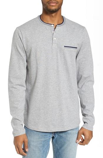 Men's Original Penguin Sueded Tipped Henley, Size - Grey