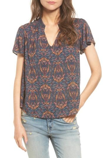 Women's Hinge Split Neck Top, Size - Blue