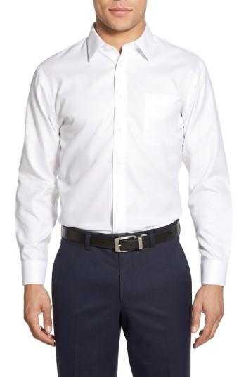 Men's Nordstrom Men's Shop Smartcare(tm) Trim Fit Herringbone Dress Shirt .5 - 32/33 - White