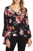 Women's 1.state Print Cascade Sleeve Blouse, Size - Black