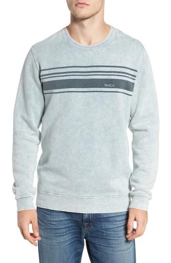 Men's Rvca Stripe Crewneck Sweatshirt, Size - Blue/green