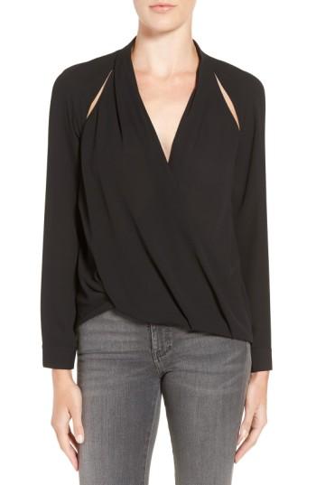 Women's Trouve Cutout Surplice Top, Size - Black