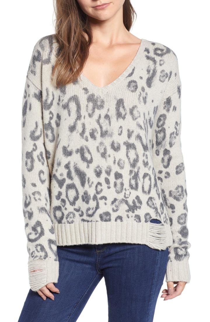 Women's Pam & Gela Leopard V-neck Sweater