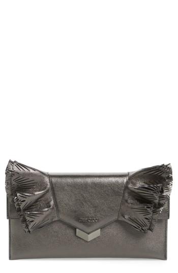 Jimmy Choo Isabella Metallic Leather Clutch - Grey