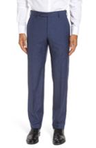 Men's Zanella Devon Flat Front Solid Wool Trousers - Grey