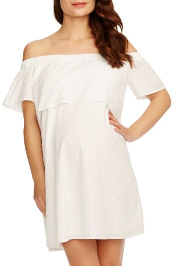 Women's Rosie Pope 'camille' Off The Shoulder Maternity Dress - White