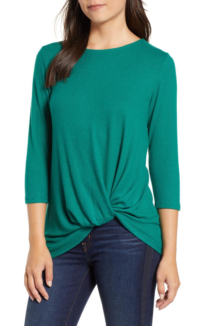 Women's Gibson Cozy Twist Front Pullover, Size - Green