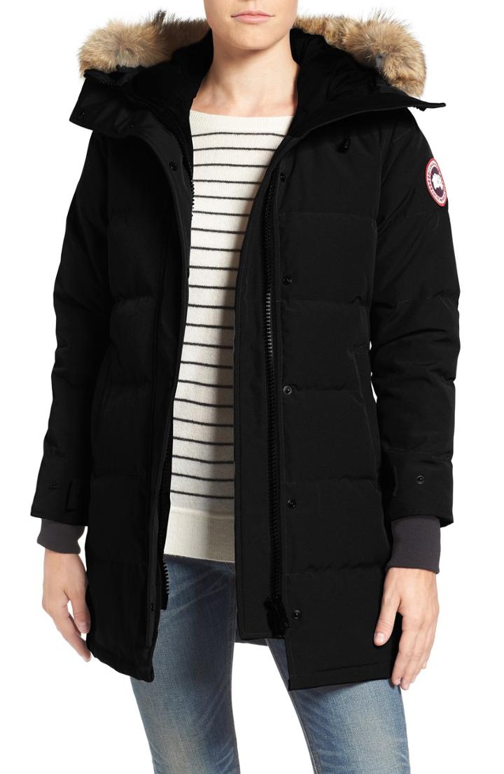 Petite Women's Canada Goose Shelburne Fusion Fit Genuine Coyote Fur Trim Down Parka, Size P (000-00p) - Black