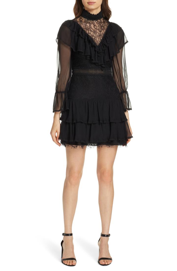 Women's Alice + Olivia Clea Tiered Ruffle Dress - Black