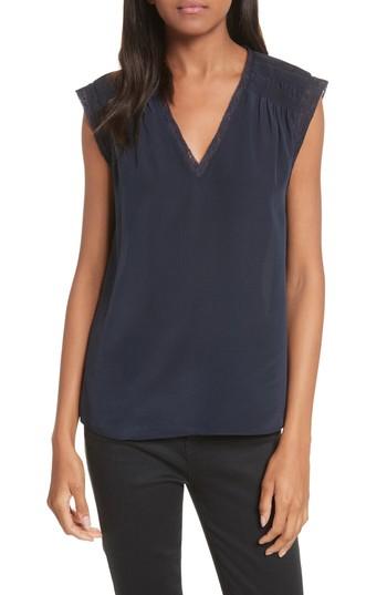Women's Rebecca Taylor Lace Trim Silk Top - Blue