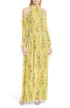 Women's Self-portrait Floral Pleated Cold Shoulder Maxi Dress - Yellow