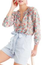 Women's J.crew Liberty Poppy Print Smocked Top - Red