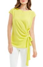 Women's Vince Camuto Mixed Media Tie Front Blouse - Yellow