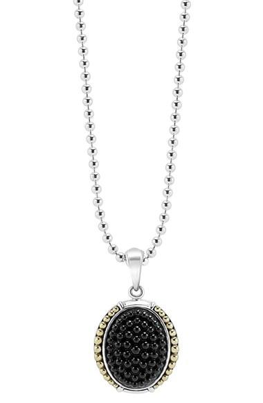 Women's Lagos 'black Caviar' Oval Pendant Necklace