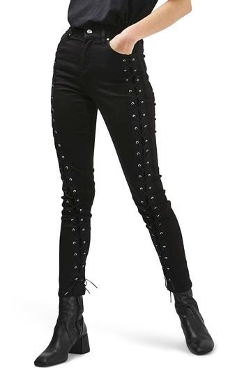 Women's Topshop Lattice Crop Skinny Jeans