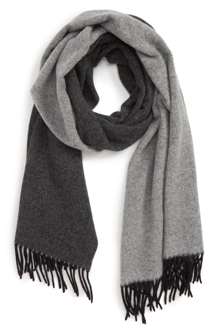 Men's Canada Goose Two-color Woven Wool Scarf, Size - Black