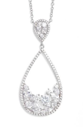 Women's Nina Stone Cluster Open Teardrop Pendant Necklace