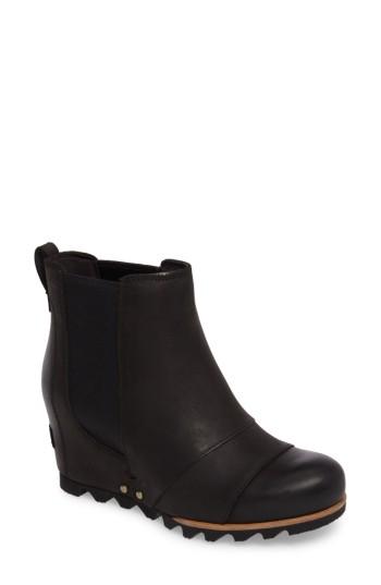 Women's Sorel Lea Waterproof Wedge Bootie .5 M - Black