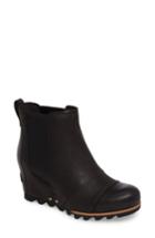 Women's Sorel Lea Waterproof Wedge Bootie .5 M - Black