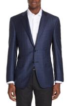 Men's Canali Classic Fit Check Wool Sport Coat Us / 46 Eus - Blue