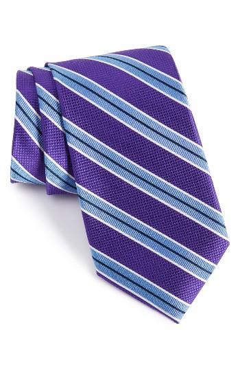 Men's Nordstrom Men's Shop Classic Stripe Silk Tie, Size - Purple