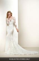 Women's Pronovias Drakar Embroidered Illusion Crepe & Tulle Mermaid Gown, Size In Store Only - Ivory