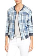 Women's Sanctuary Indigo Plaid Denim Bomber