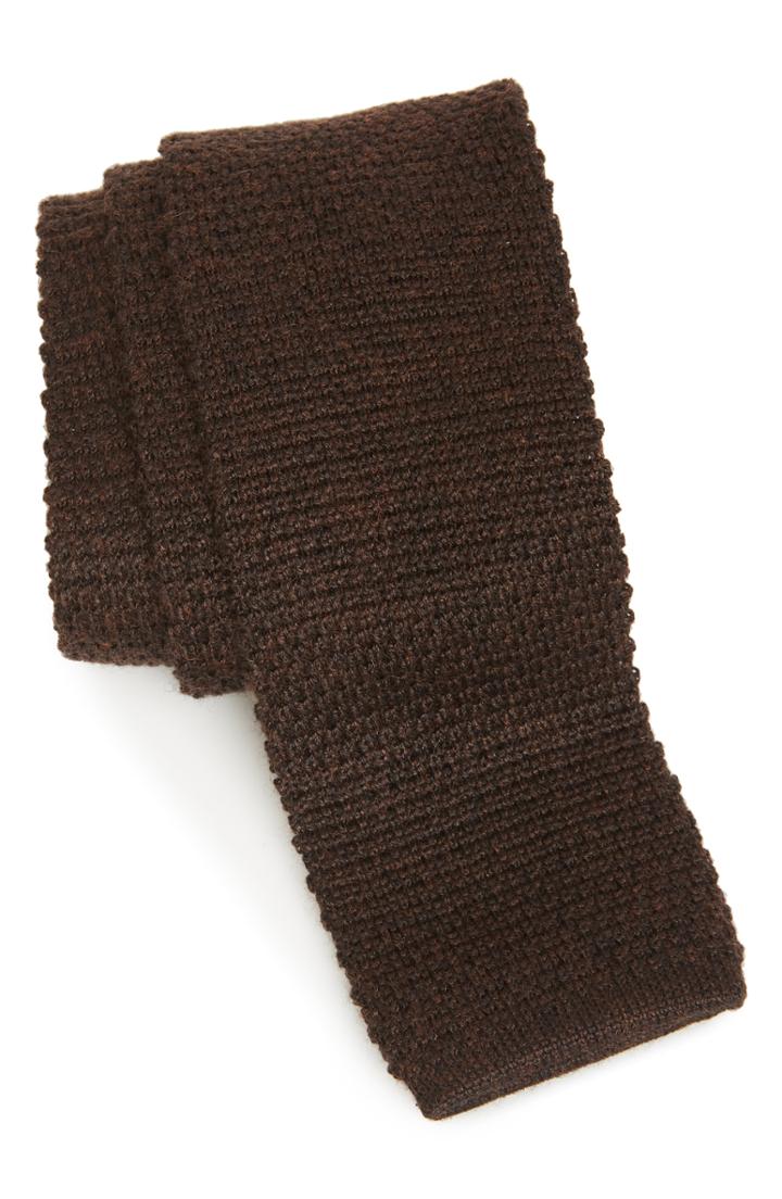 Men's Eleventy Knit Cashmere & Silk Tie, Size - Brown