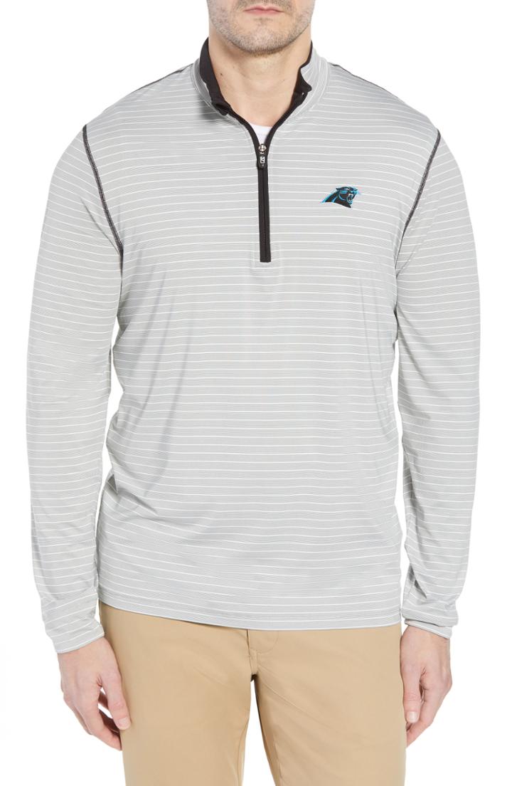 Men's Cutter & Buck Carolina Panthers - Meridian Half Zip Pullover, Size - Black