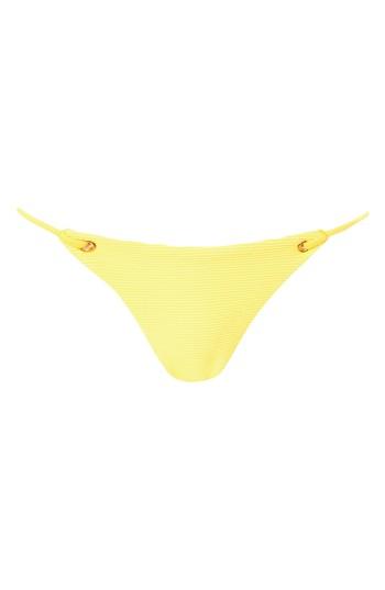 Women's Topshop Rib Eyelet Bikini Bottom Us (fits Like 0) - Yellow