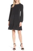 Women's Michael Michael Kors Studded Neck A-line Dress - Black
