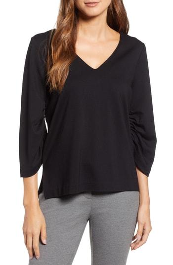 Women's Halogen Ruched Sleeve Top - Black