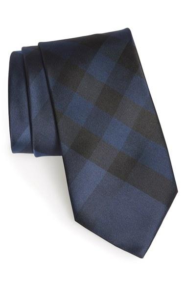 Men's Burberry London 'clinton' Check Silk Tie, Size - Blue