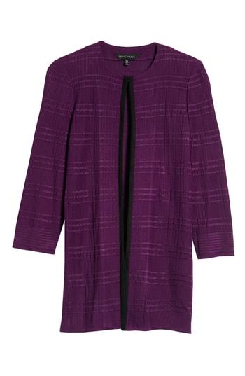 Women's Ming Wang Long Jacquard Knit Jacket - Purple
