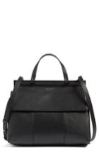 Tory Burch Block T Leather Top Handle Satchel - Black