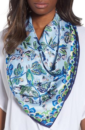 Women's Echo Flight Of Fancy Square Silk Scarf, Size - Blue