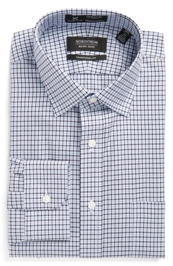Men's Nordstrom Men's Shop Smartcare(tm) Traditional Fit Check Dress Shirt .5 - 36 - Blue