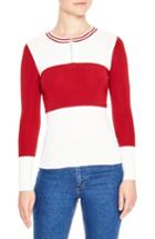 Women's Sandro Colorblock Half Zip Sweater - White