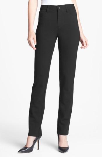 Women's Nydj 'samantha' Colored Ponte Knit Slim Straight Leg Pants - Black