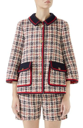 Women's Gucci Tweed Caban Us / 38 It - White