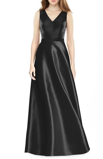 Women's Alfred Sung Sleeveless Sateen Gown - Black
