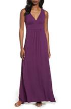 Petite Women's Loveappella V-neck Jersey Maxi Dress, Size P - Purple