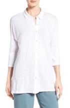 Women's Eileen Fisher Classic Collar Linen Jersey Tunic, Size - White