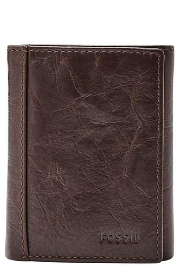 Men's Fossil Neel Leather Wallet - Brown