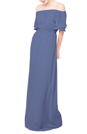 Women's Ceremony By Joanna August 'maggie' Off The Shoulder Chiffon Gown