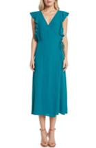 Women's Willow & Clay Solid Wrap Midi Dress, Size - Blue/green