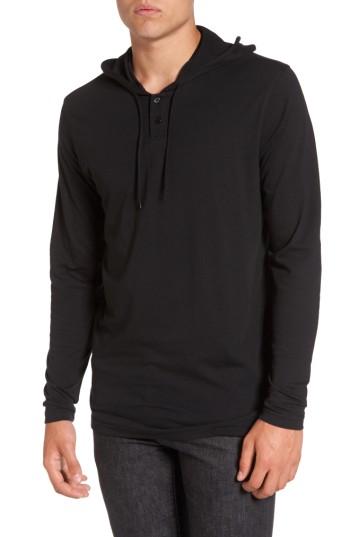 Men's Rvca Pick Up Lightweight Henley Hoodie, Size - Black