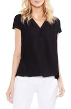 Women's Vince Camuto Crinkle Cotton V-neck Blouse, Size - Black