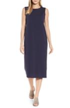 Women's Eileen Fisher Stretch Organic Cotton Midi Dress, Size - Blue